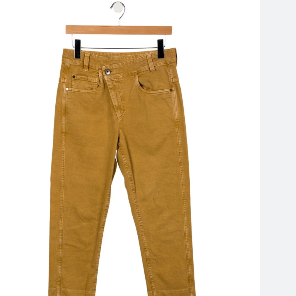 Brunello Cucinelli Oblique Zip Straight capri length Mustard Jeans with Monili 6